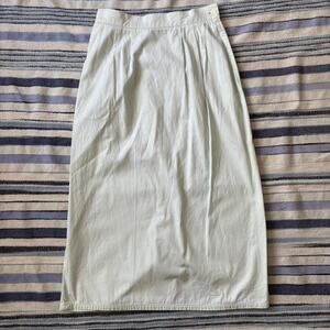 Vintage 90s JCrew Minimalist High-Waisted Midi Skirt with Pockets Mint Green S10